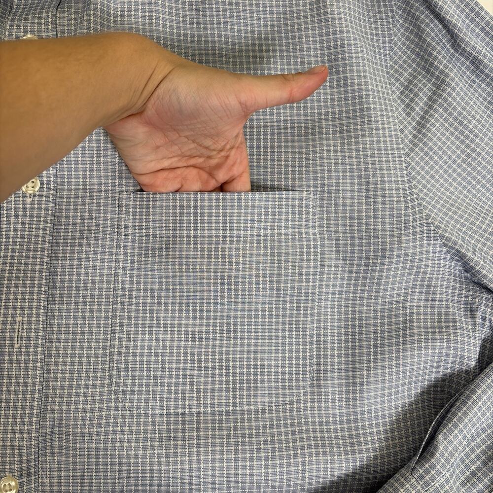 Charles Tyrwhitt Mens Dress Shirt 17.5-35 L Slim Fit Non-Iron Blue White Chrty - Picture 4 of 13